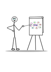 Strichmännchen vor Tafel mit Teamwork