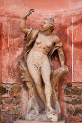 Stone statue of a woman in Dobris in Czech Republic