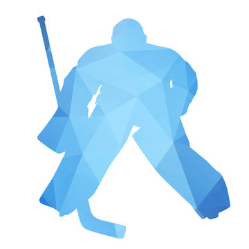 Vector silhouette hockey goalie. Abstract geometrical figure