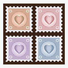 Obraz premium Old stamps with the image of the heart