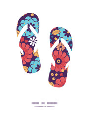 Vector colorful bouquet flowers flip flops silhouettes pattern