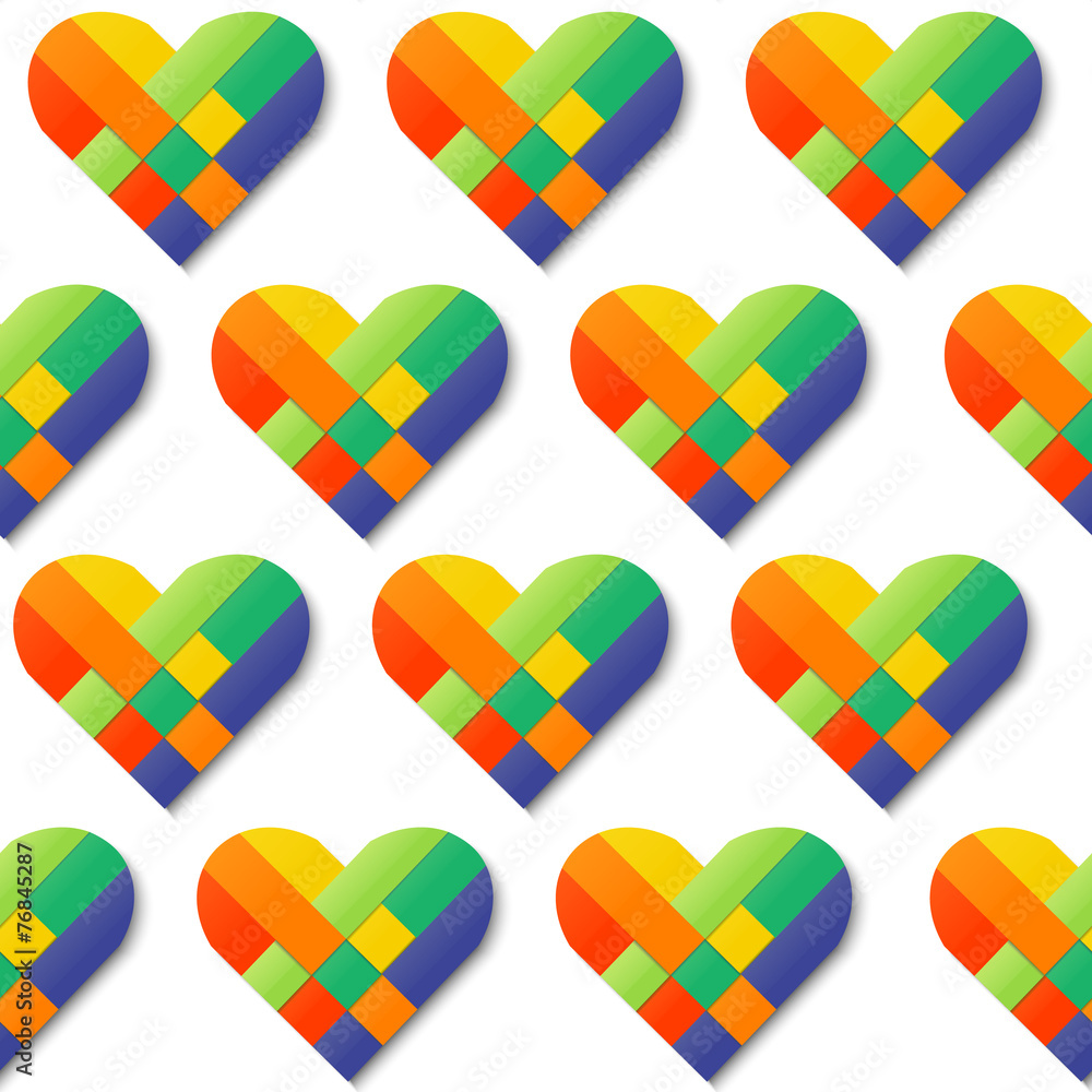 Fototapete paper stripe weaving color heart seamless pattern.