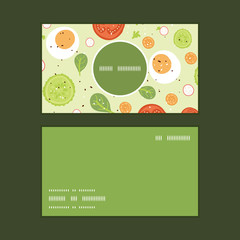 Vector fresh salad vertical round frame pattern business cards