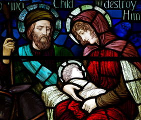 Flight to Egypt in stained glass