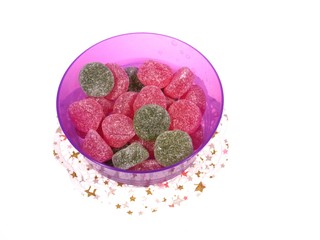 Many sugar candies in an bowl