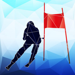 Downhill skier. Abstract vector geometric silhouette of triangle