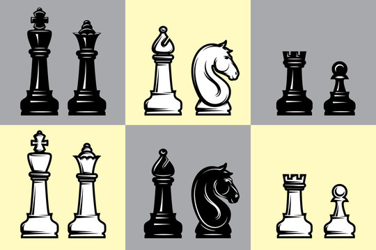 sets of black and white chess with part of the chessboard