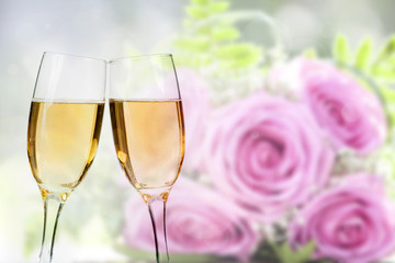 Celebrating with champagne