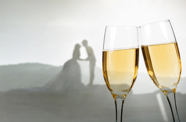 Celebrating with champagne