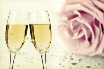 Celebrating with champagne