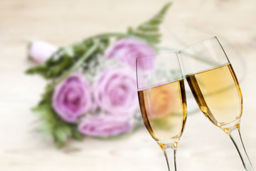 Celebrating with champagne