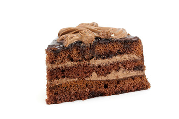 Layered piece of chocolate cake