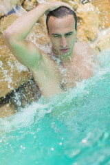 Young man in the pool