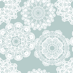 Lace white seamless mesh pattern. - obrazy, fototapety, plakaty