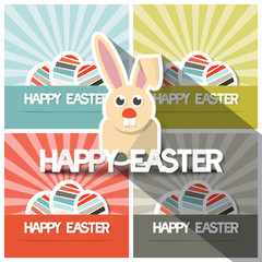 Easter Paper Flat Design Bunny Vector Illustration