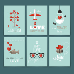 Valentine's day greeting card design in flat modern style - obrazy, fototapety, plakaty