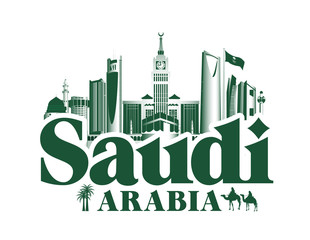 Kingdom of Saudi Arabia Famous Buildings - obrazy, fototapety, plakaty