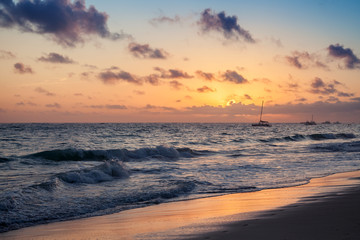 Fototapeta na wymiar Colorful sunrise landscape. Atlantic ocean coast