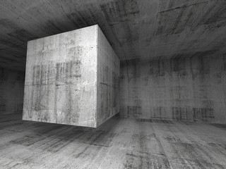 Abstract dark gray concrete room 3d background
