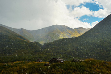 Obraz na płótnie Canvas rain in the Caucasus mountains in Georgia