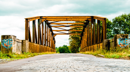 Old rusty iron bridge over Mittellandkanal