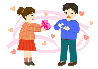 バレンタイン　チョコレートを渡す女の子