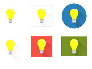 Collection of 6 isolated icons of flat lightbulb