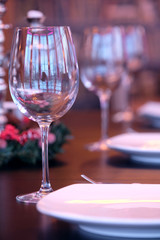 Empty glasses in restaurant