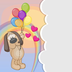 Naklejka premium Dog with balloons