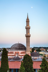 Mosque of Suleimaniye at dusk, Rhodes island, Greece