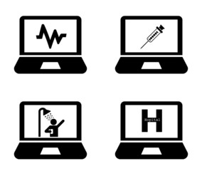 Hygiène et santé sur 4 écrans d'ordinateurs	