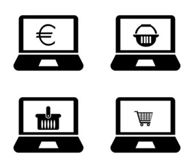 Achats sur 4 écrans d'ordinateurs	