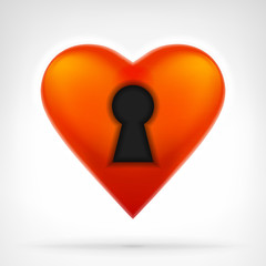 keyhole on red heart symbol at modern icon graphic design