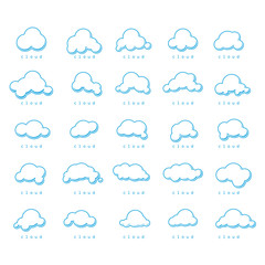 Clouds Icons Set - Isolated On White Background - Vector Illustration, Graphic Design, Editable For Your Design