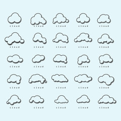 Obraz premium Clouds Icons Set - Isolated On Blue Background - Vector Illustration, Graphic Design, Editable For Your Design