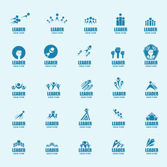 Fototapeta na wymiar Leader Icons Set - Isolated On Blue Background - Vector Illustration, Graphic Design, Editable For Your Design