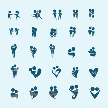 Couple Icons Set - Isolated On Blue Background - Vector Illustration, Graphic Design, Editable For Your Design. Valentines Day