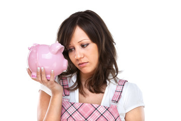 Woman holding pig money-box
