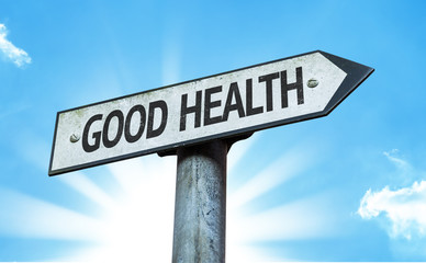 Fototapeta premium Good Health sign with sky background