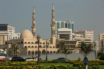 Foto auf Glas city view of Sharjah city United Arab Emirates UAE © derege