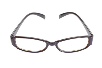 Black eyeglass frame isolated on white background