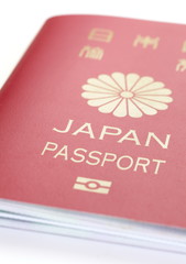 Close - up Japanese passport on white background