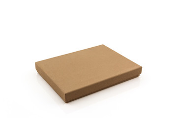Brown paper box on white background .