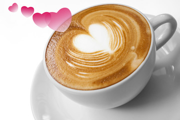 Cup of coffee for Lover,heart latte art
