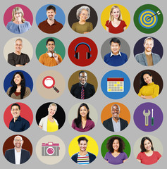 Diverse Multi Ethnic People Technology Media Concept