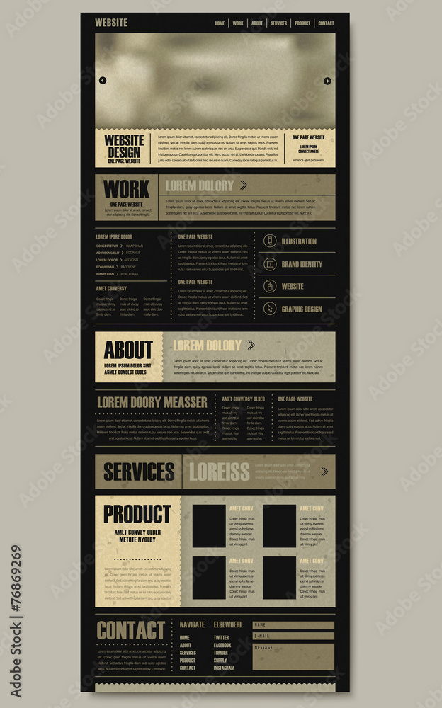 Canvas Prints retro one page website template design