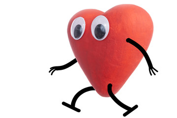 Heart character walking