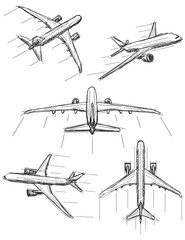 Jet airplane sketches - 76870434
