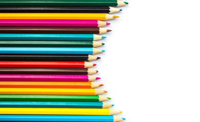 Colour pencils isolated on white background