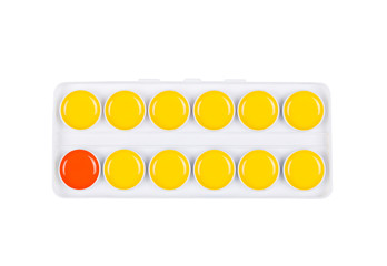 box of watercolor isolated on white background